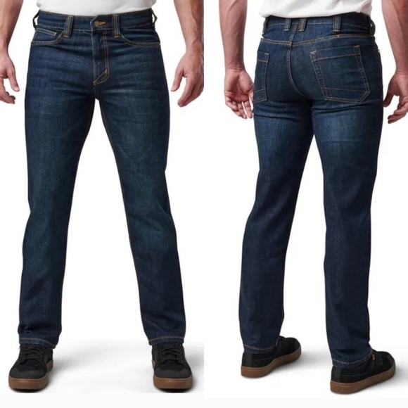 5.11 Tactical Defender Flex Straight Dark Wash Denim Blue Jeans Sz 32x34 NEW - Picture 1 of 12